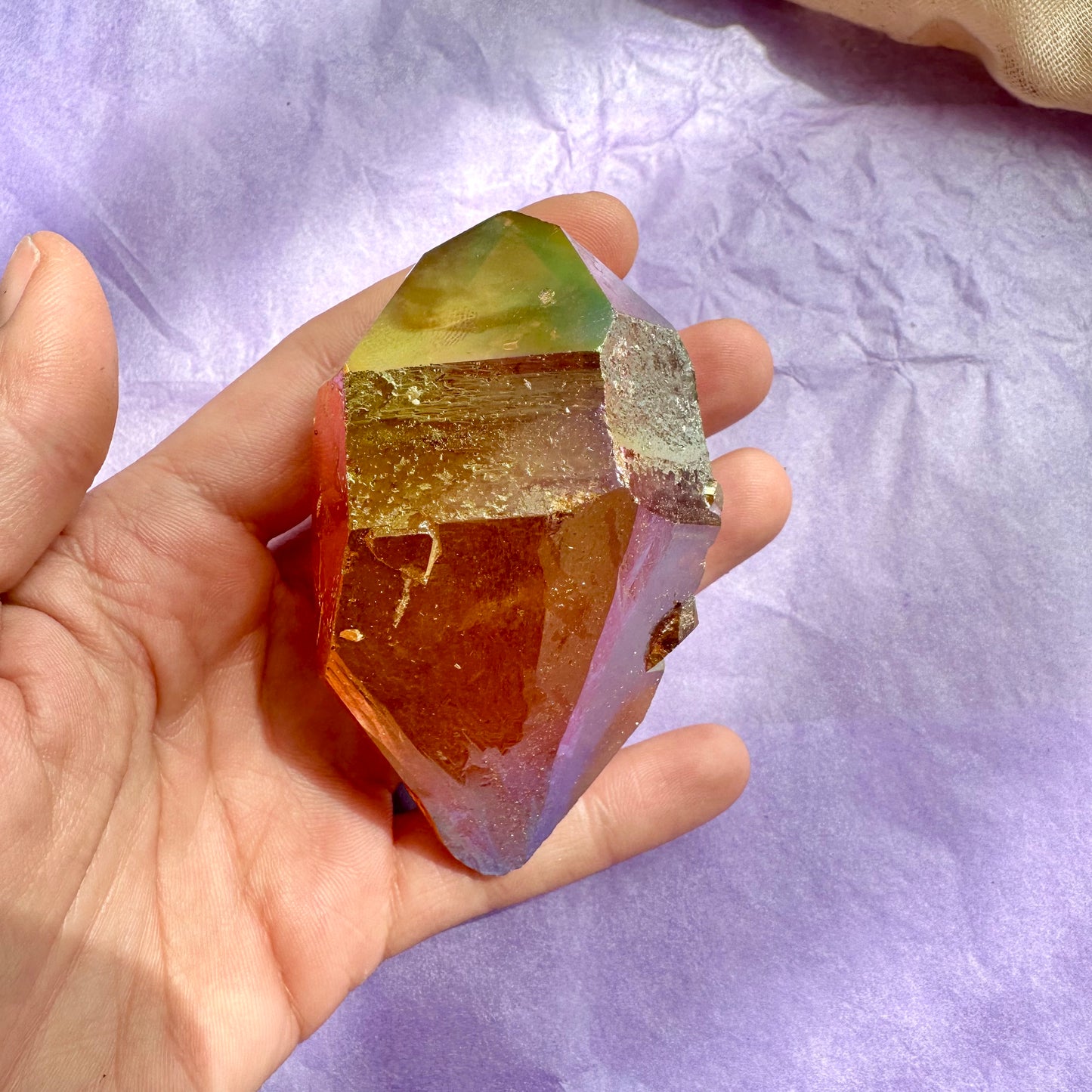 Sunset Aura Quartz | Double Terminated