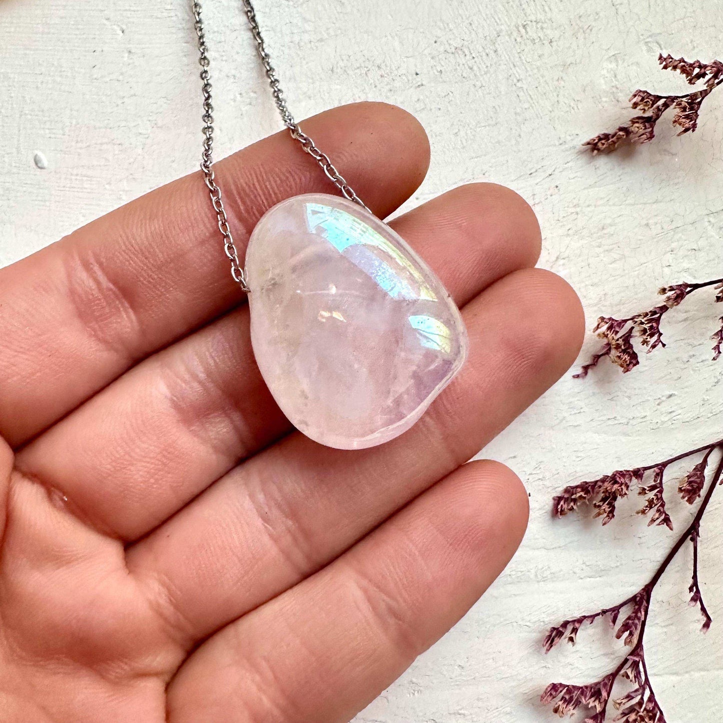 Angel Aura Rose Quartz Necklace - GetYourCrystal