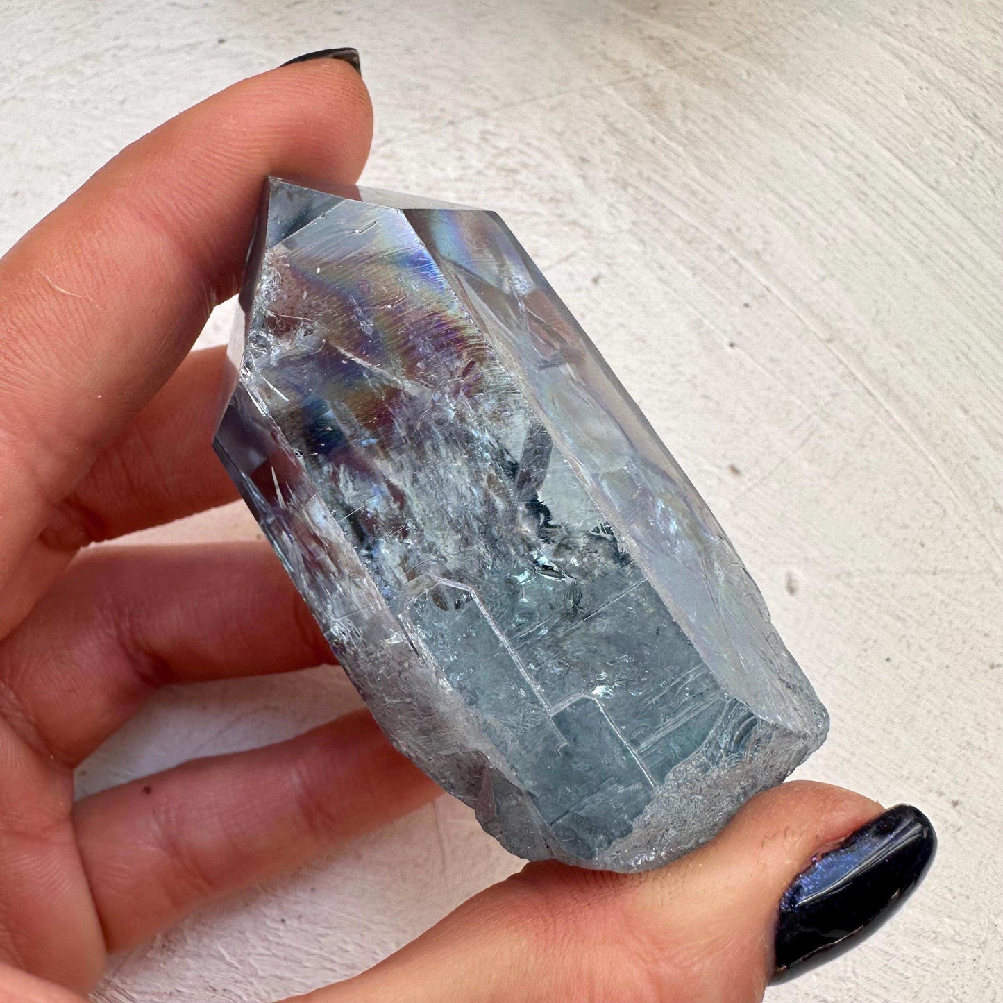 Aqua Aura Quartz Crystal Point - GetYourCrystal