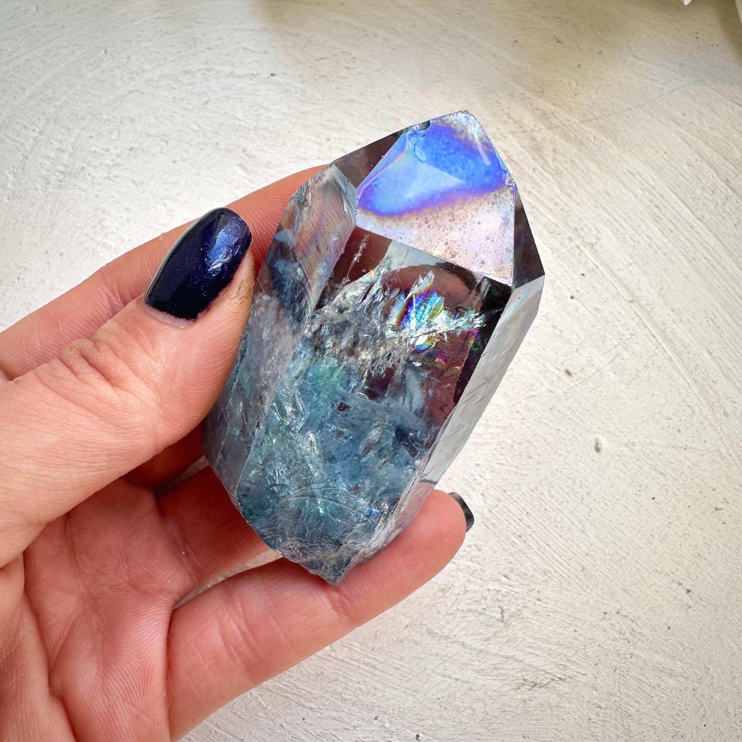 Aqua Aura Quartz Crystal Point - GetYourCrystal
