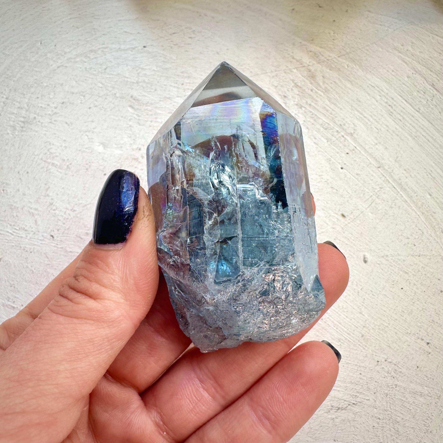 Aqua Aura Quartz Crystal Point - GetYourCrystal
