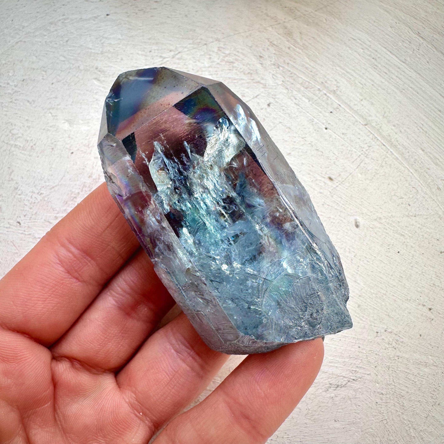 Aqua Aura Quartz Crystal Point - GetYourCrystal