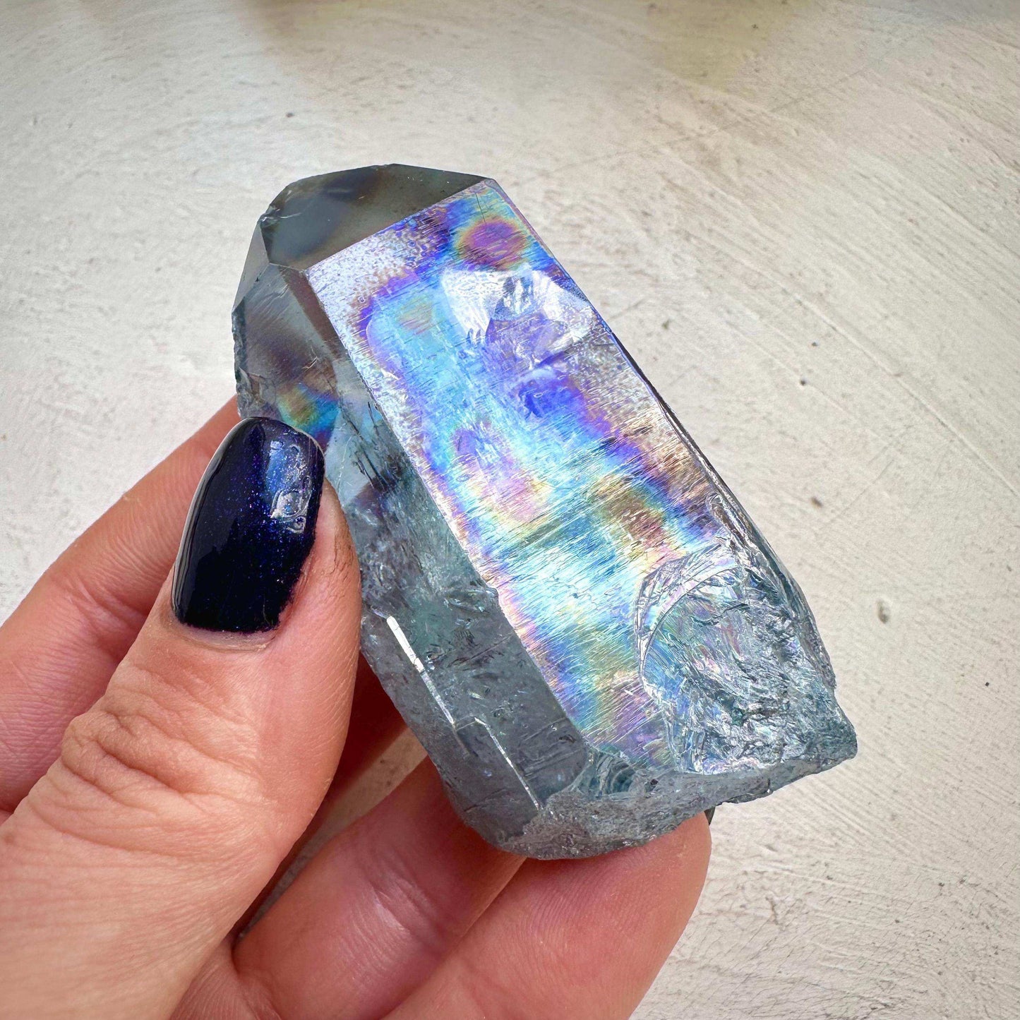 Aqua Aura Quartz Crystal Point - GetYourCrystal