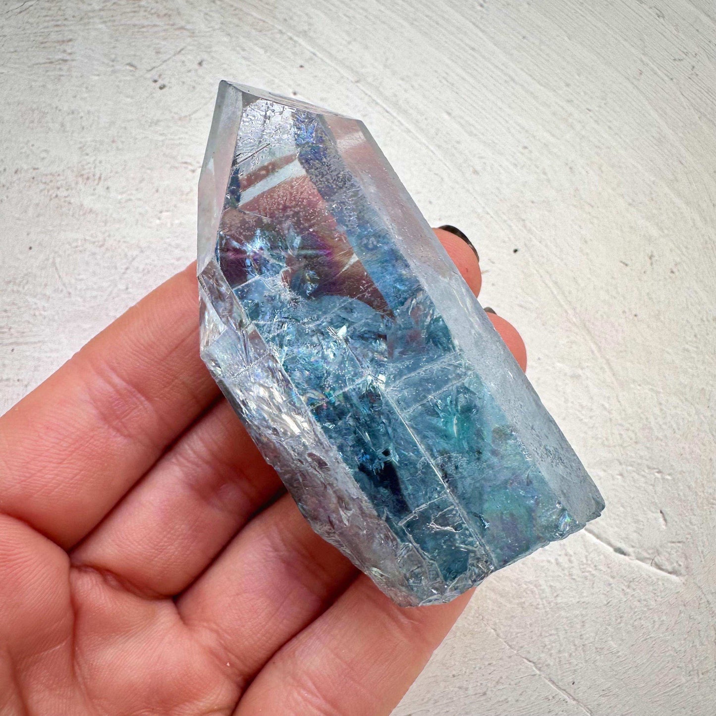 Aqua Aura Quartz Point - GetYourCrystal