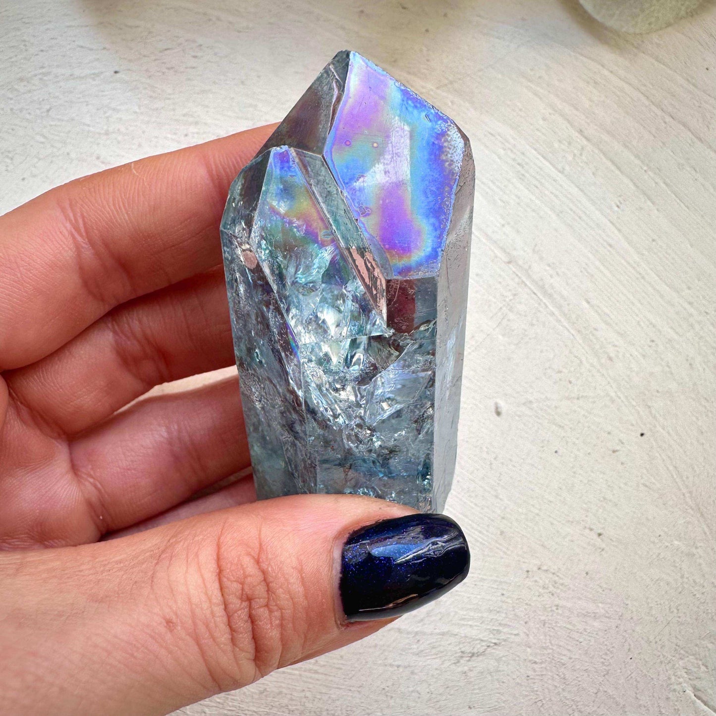 Aqua Aura Quartz Point - GetYourCrystal