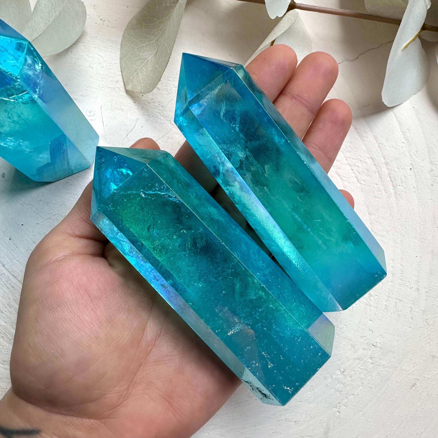 Aqua Aura Quartz Tower - GetYourCrystal