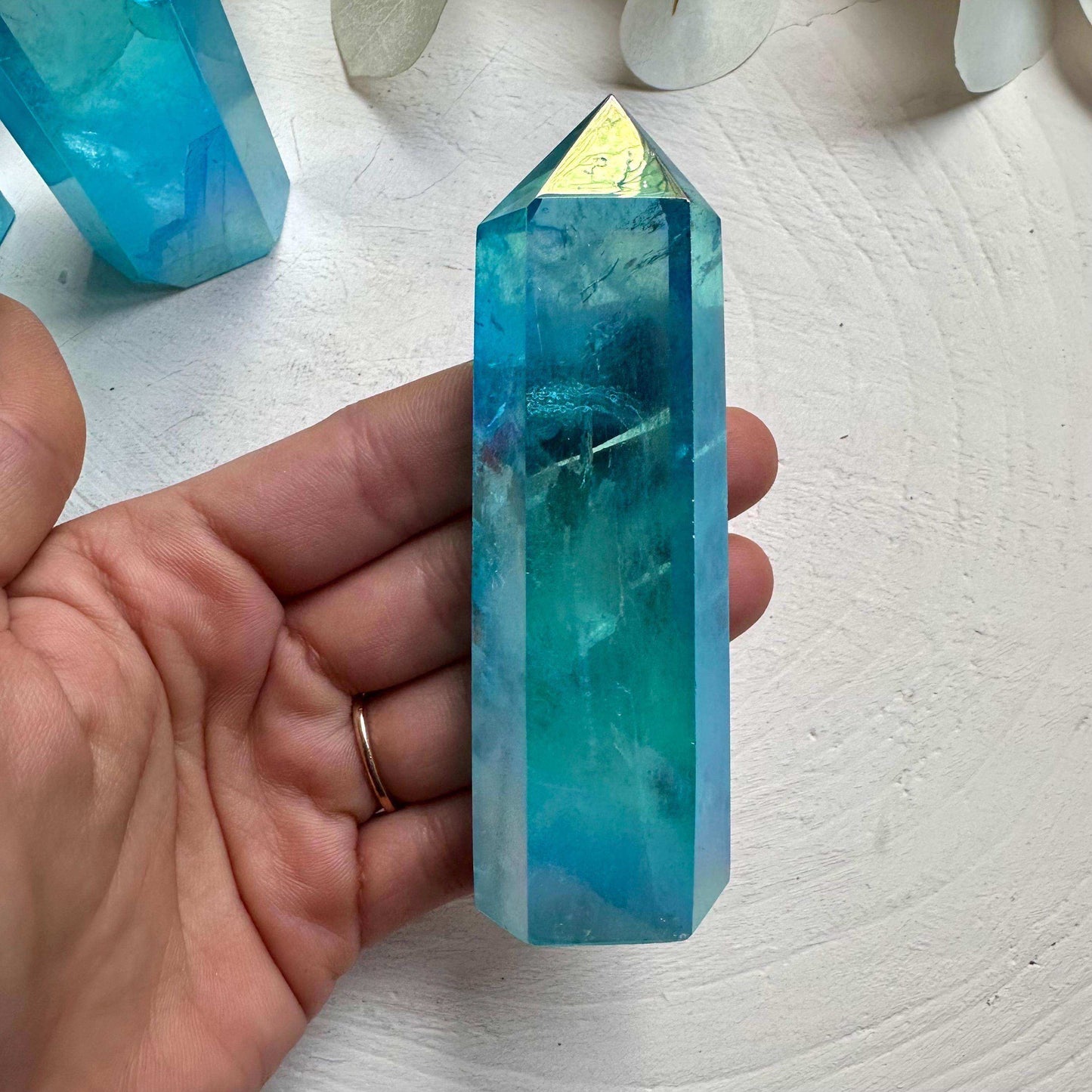 Aqua Aura Quartz Tower - GetYourCrystal