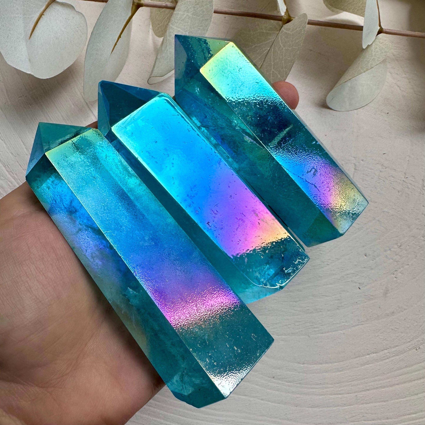 Aqua Aura Quartz Tower - GetYourCrystal