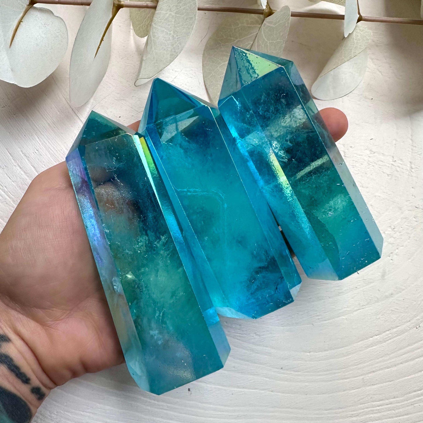 Aqua Aura Quartz Tower - GetYourCrystal