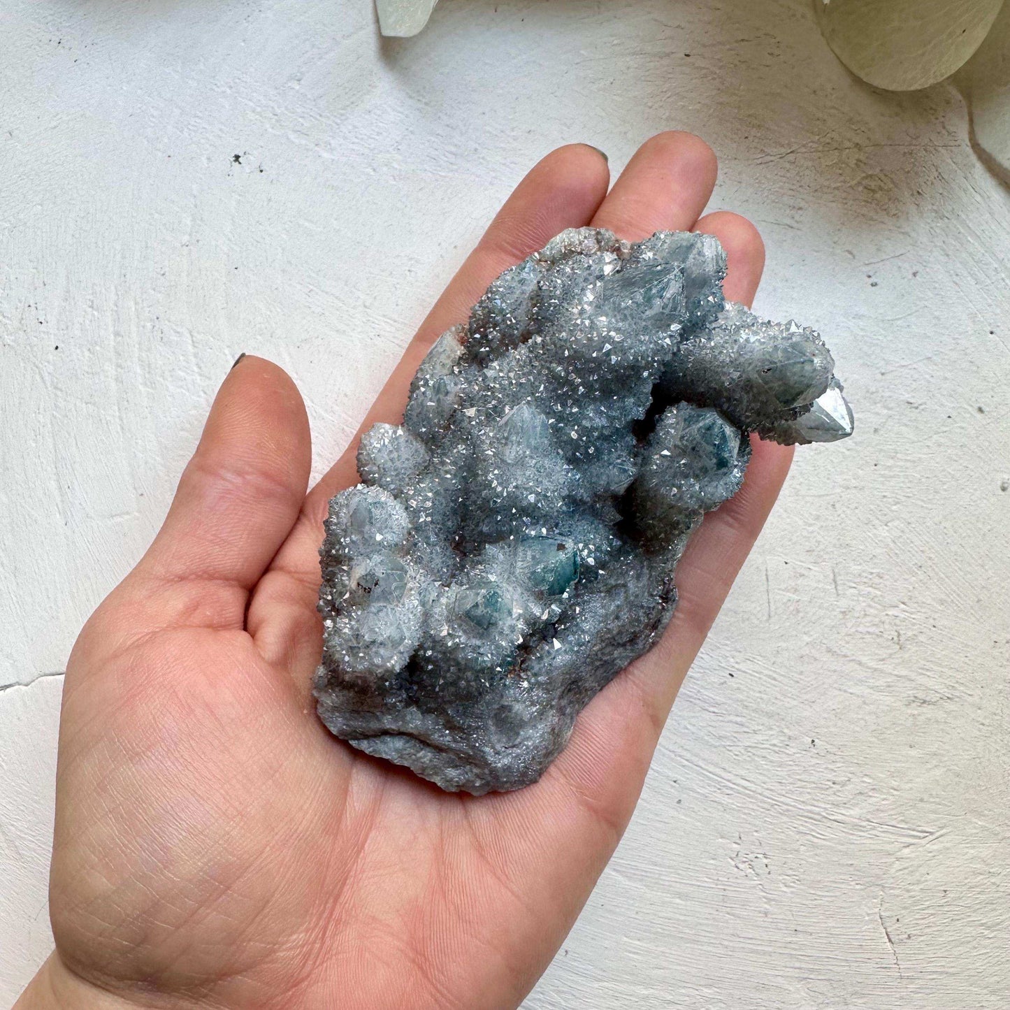Aqua Aura Spirit Quartz Cluster - Large - GetYourCrystal