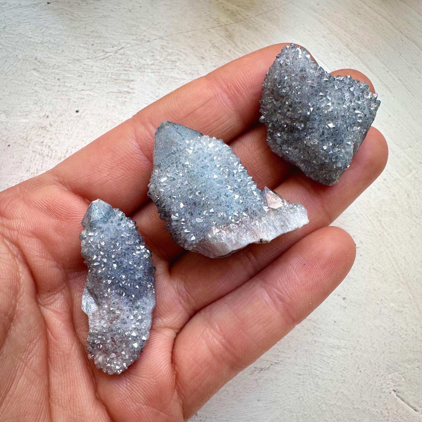 Aqua Aura Spirit Quartz Collection - 3 Pcs Lot - GetYourCrystal