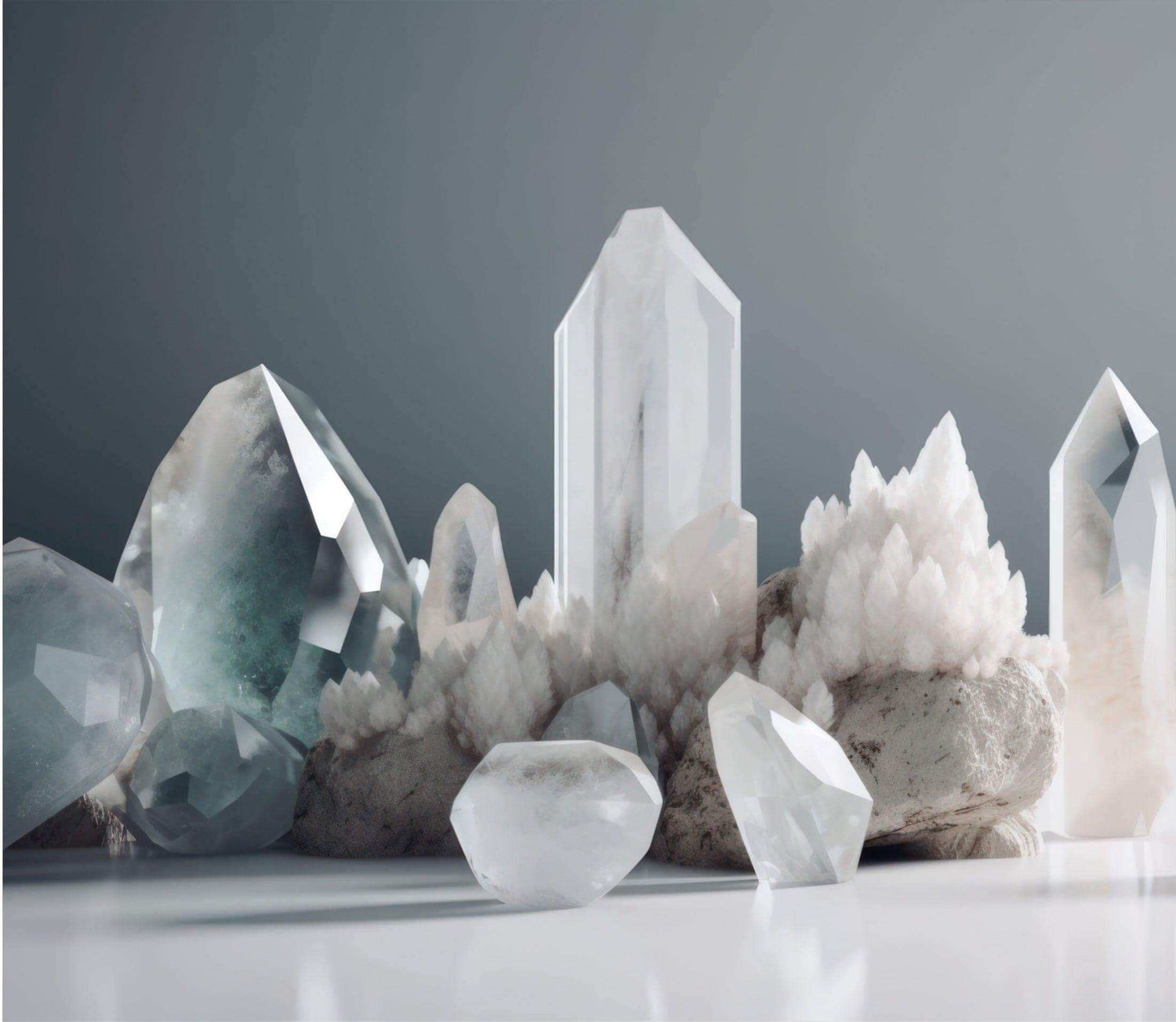 A stunning arrangement of rare and unique crystals showcasing their distinct beauty and natural formations.