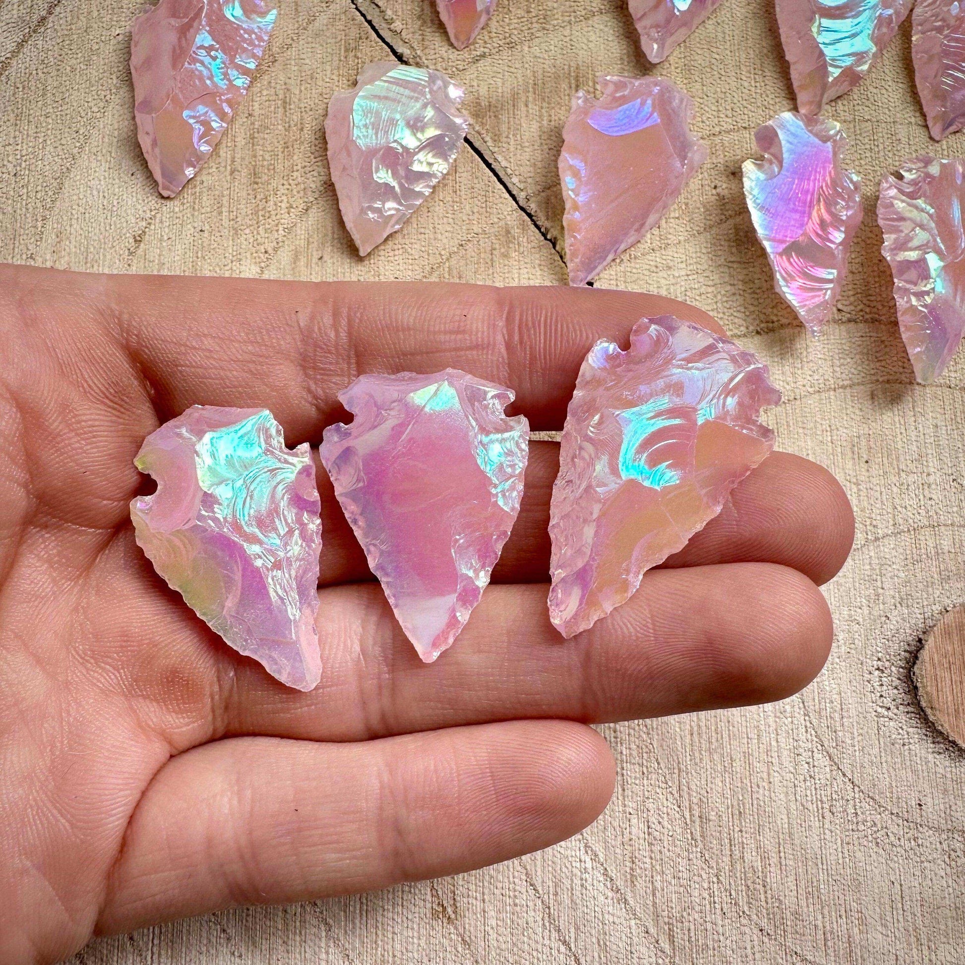 Angel Aura Rose Quartz Arrowhead - GetYourCrystal