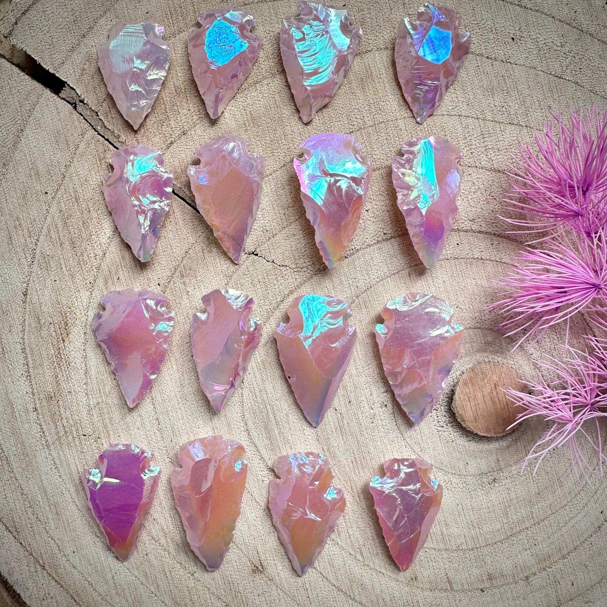 Angel Aura Rose Quartz Arrowhead - GetYourCrystal