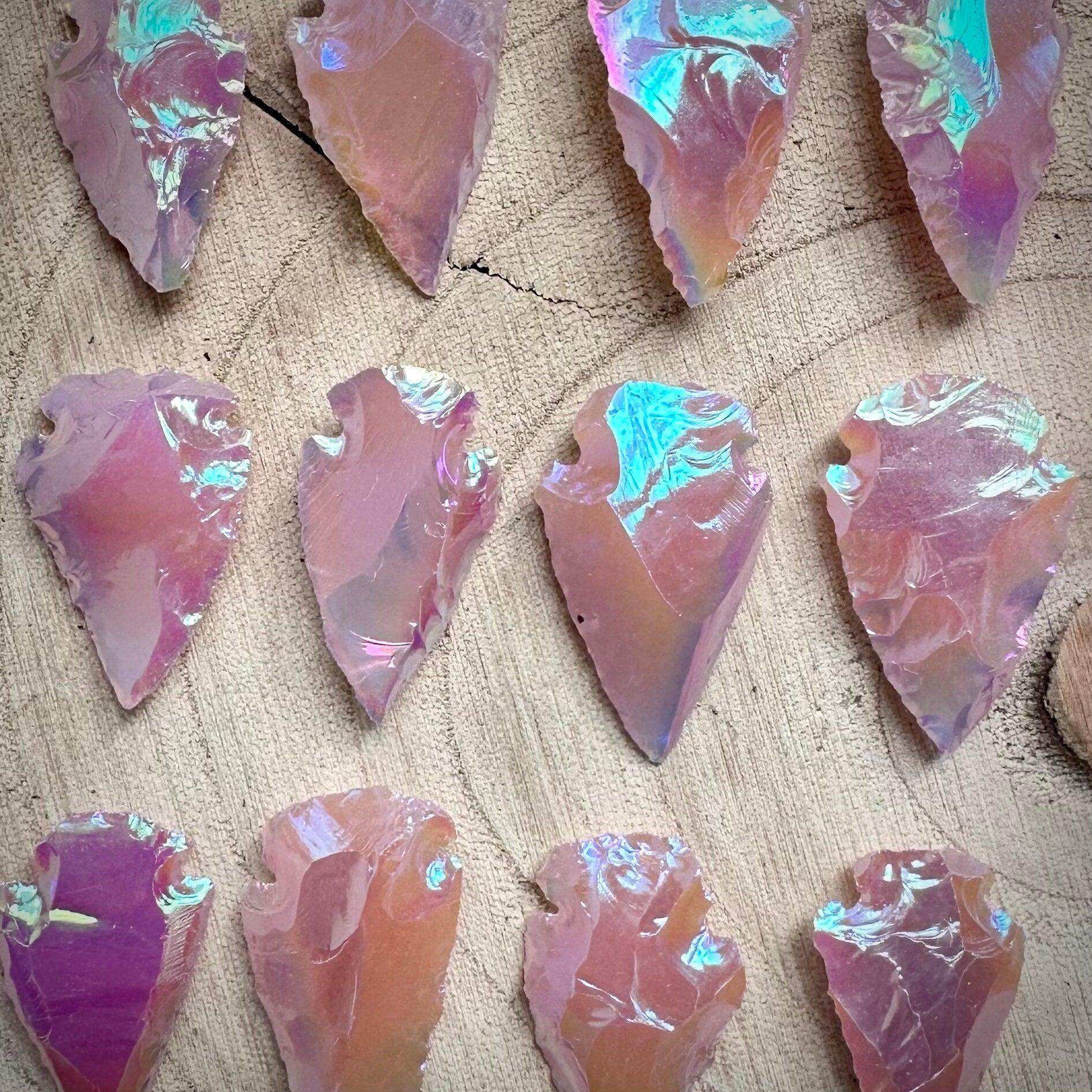Angel Aura Rose Quartz Arrowhead - GetYourCrystal