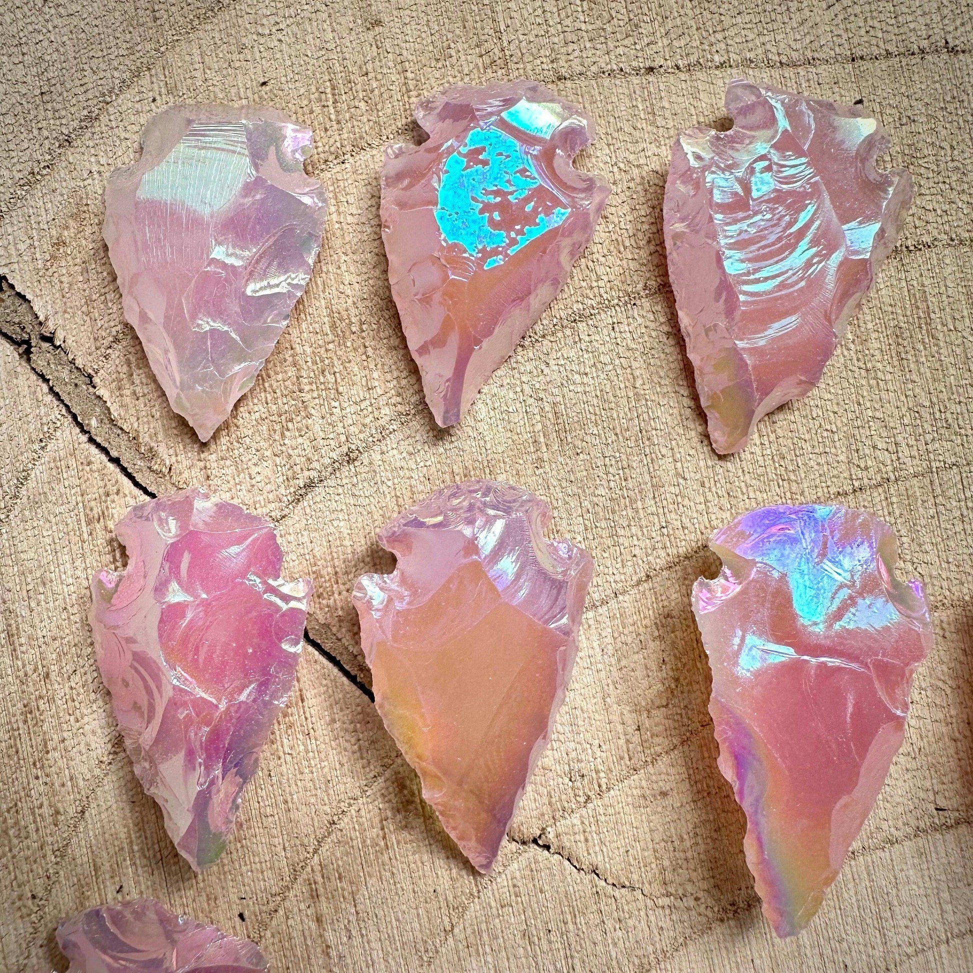 Angel Aura Rose Quartz Arrowhead - GetYourCrystal