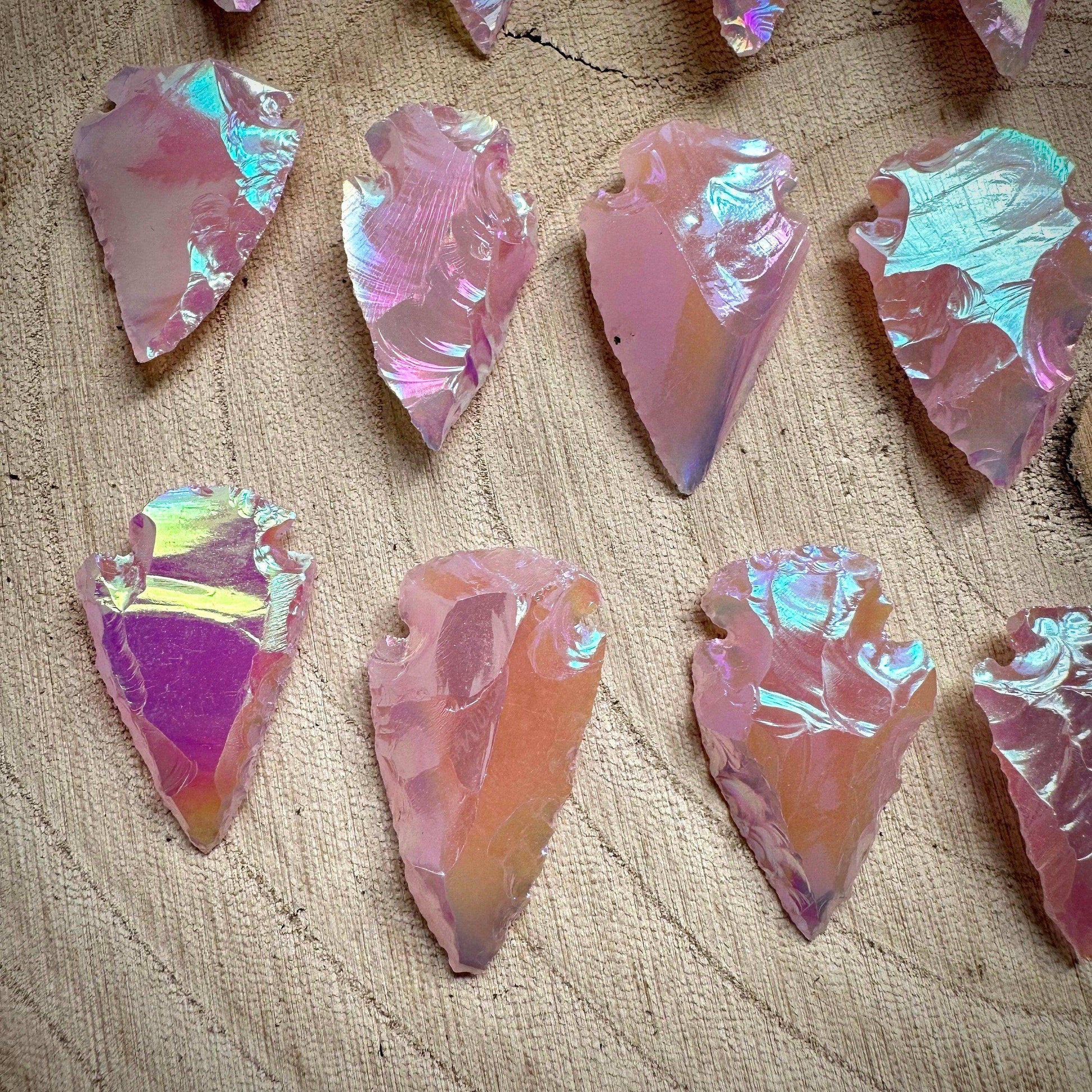 Angel Aura Rose Quartz Arrowhead - GetYourCrystal