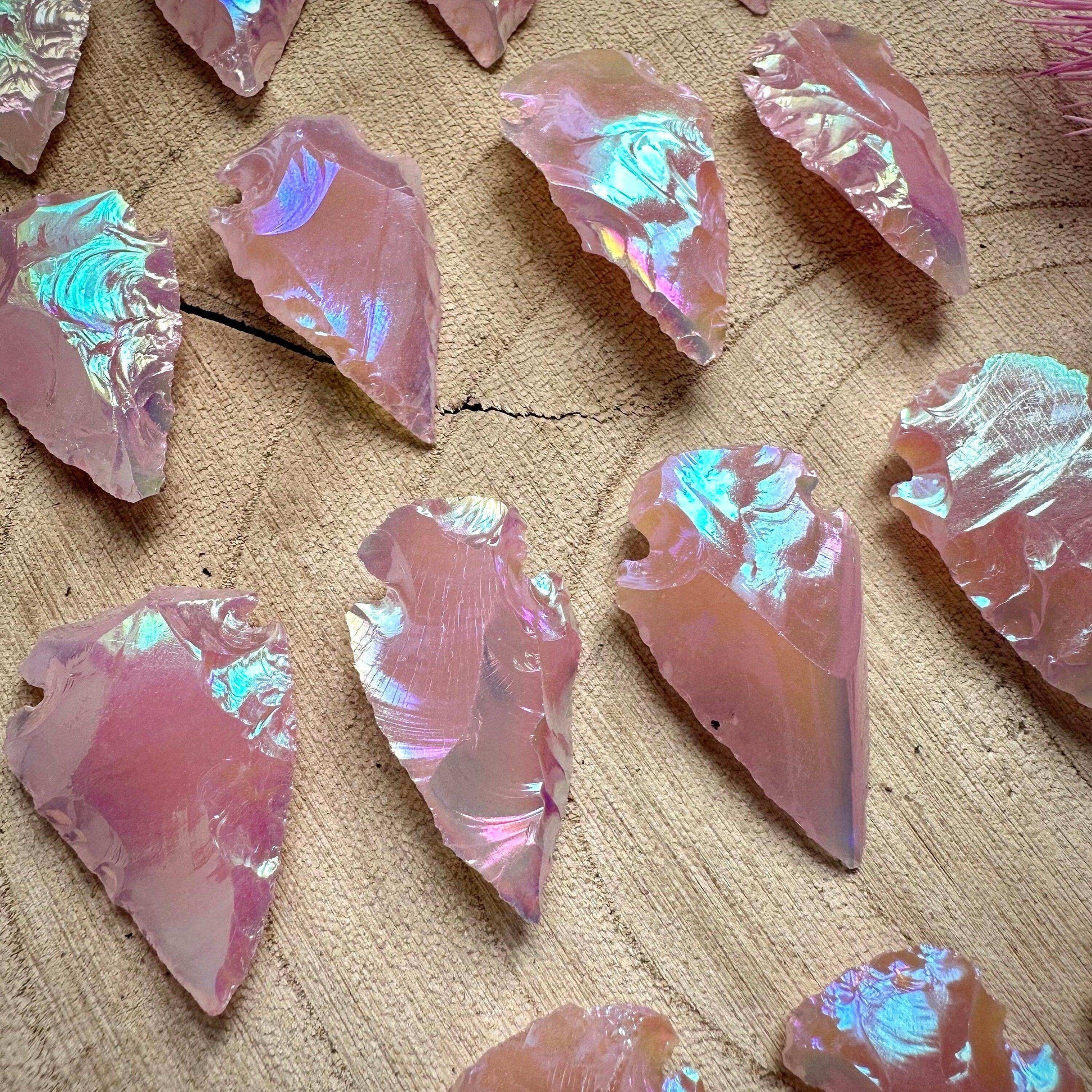 Angel Aura Rose Quartz Arrowhead - GetYourCrystal