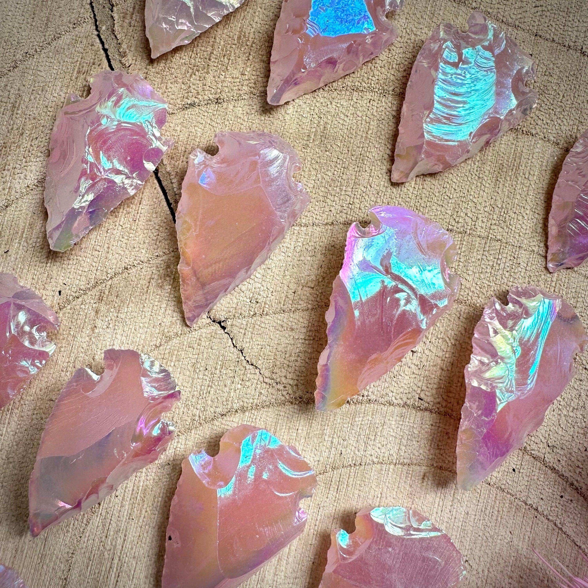 Angel Aura Rose Quartz Arrowhead - GetYourCrystal