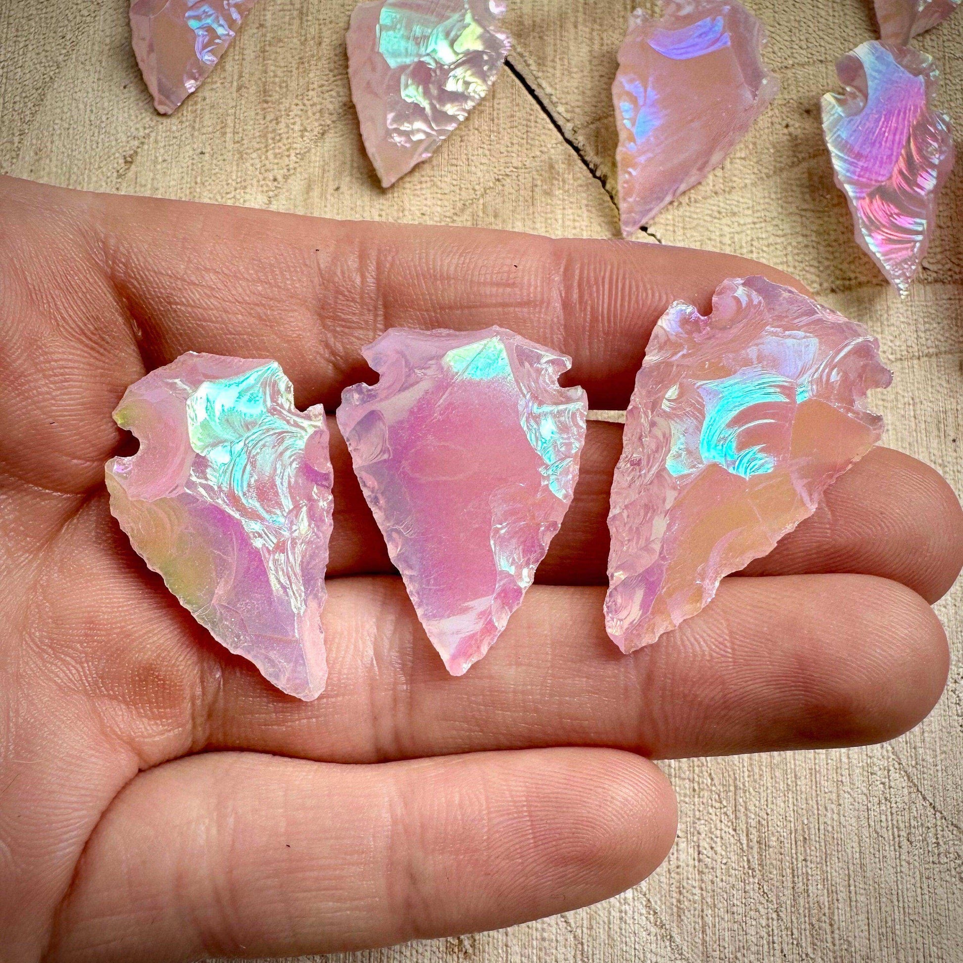 Angel Aura Rose Quartz Arrowhead - GetYourCrystal