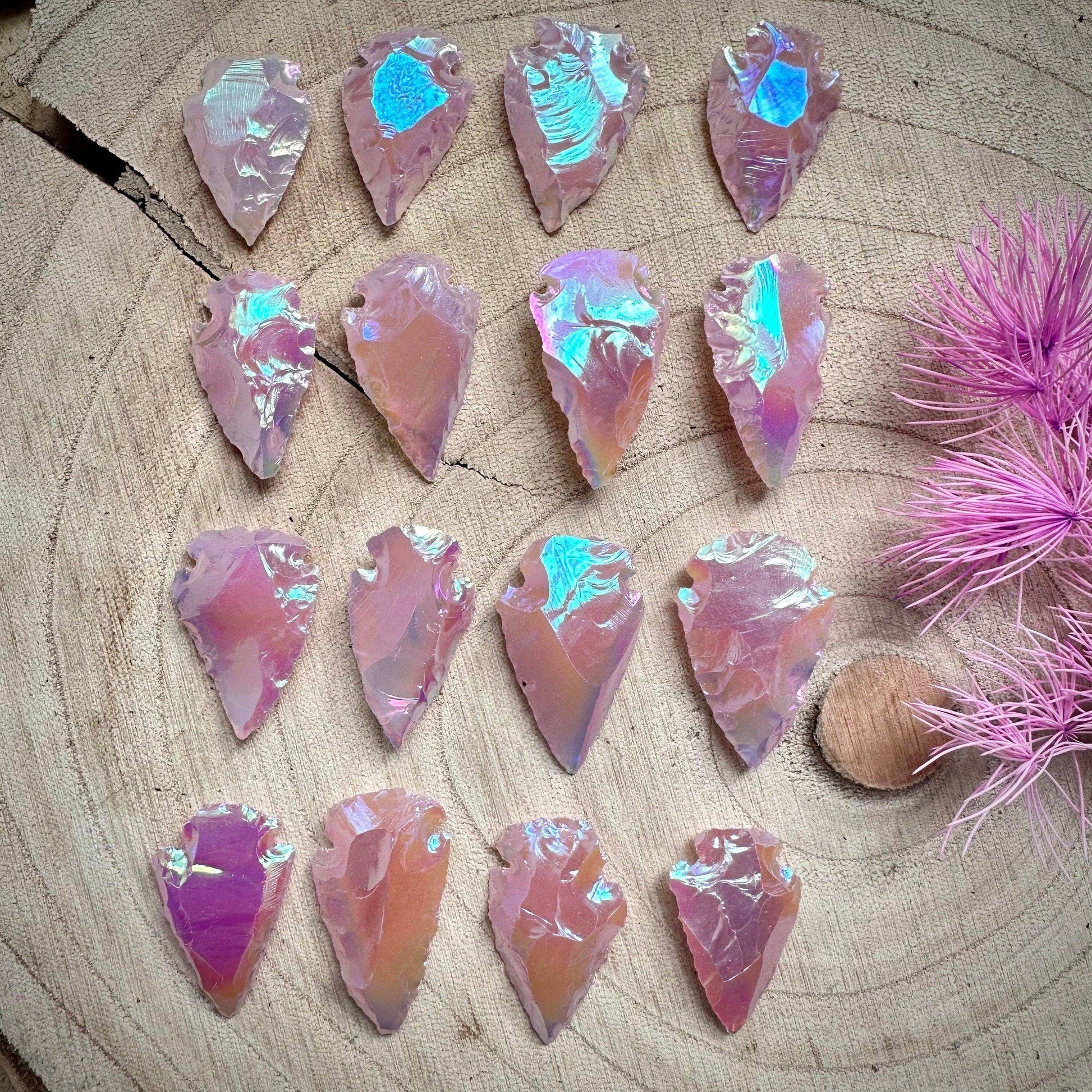 Angel Aura Rose Quartz Arrowhead - GetYourCrystal