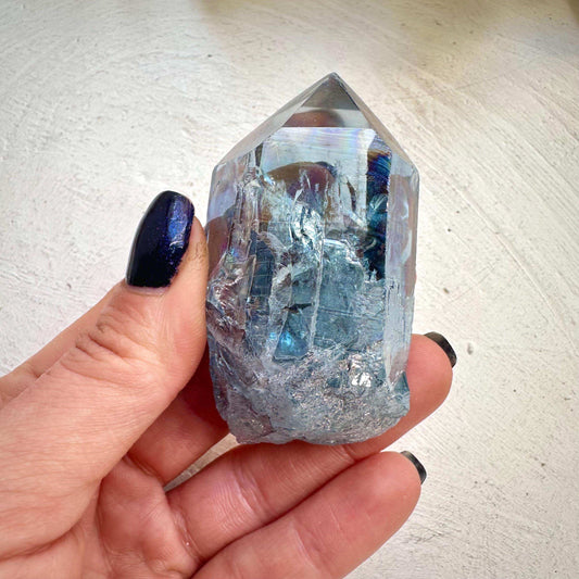 Aqua Aura Quartz Crystal Point - GetYourCrystal