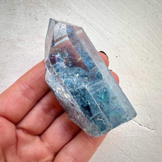 Aqua Aura Quartz Point - GetYourCrystal