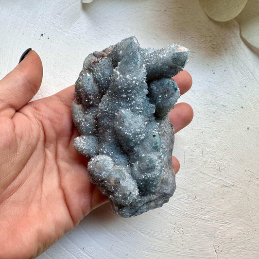 Aqua Aura Spirit Quartz Cluster - Large - GetYourCrystal
