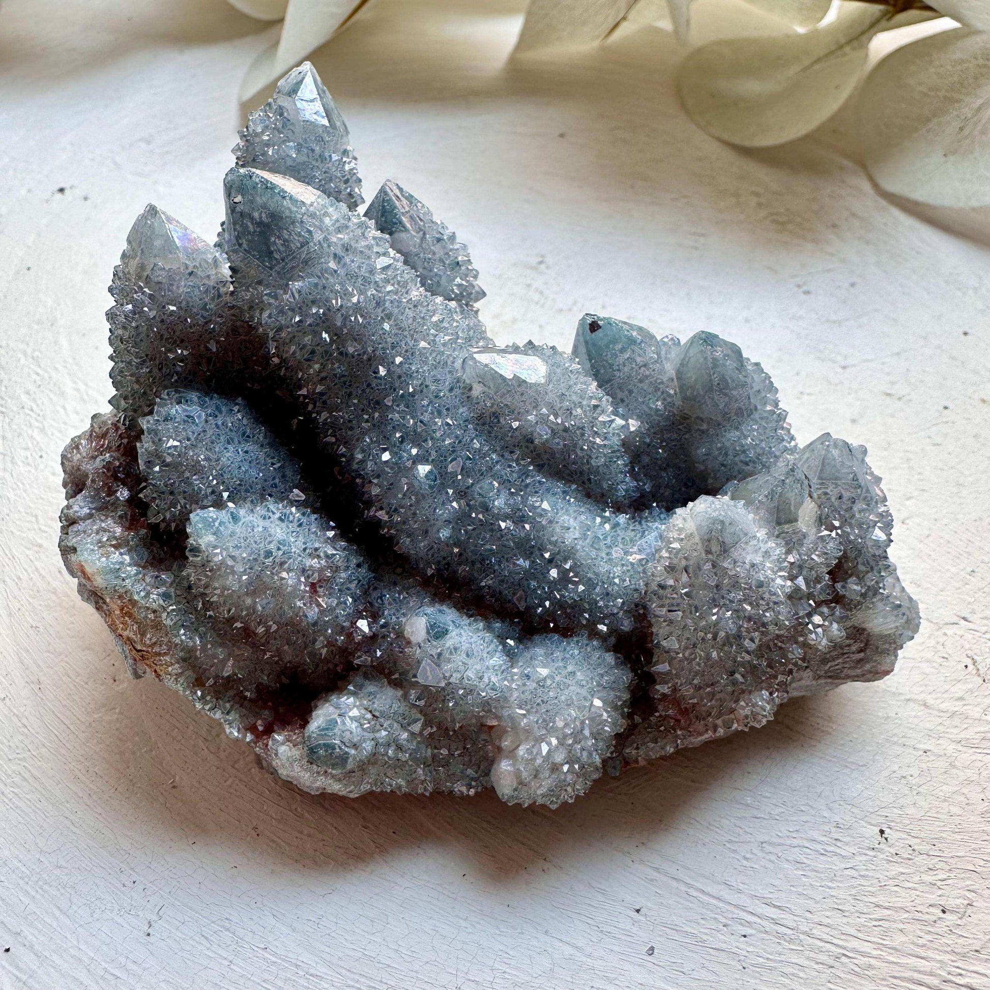 Aqua Aura Spirit Quartz Cluster - Large - GetYourCrystal