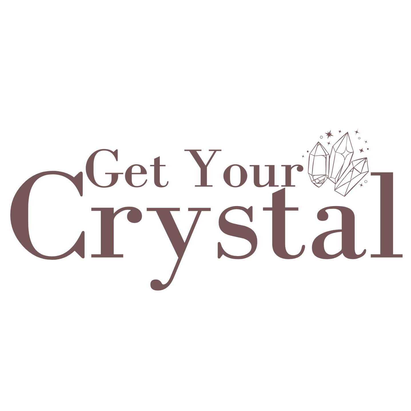 Get Your Crystal logo featuring elegant typography with a crystal design, ideal for spiritual and healing practices.
